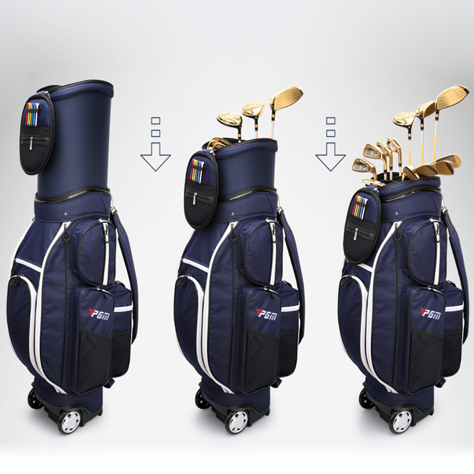 PGM Men Multifunctional Standard Aviation Golf Bag Stretchable Ultra Light Portable Travel Shoes Clothing Drag Ball Wheels Bag